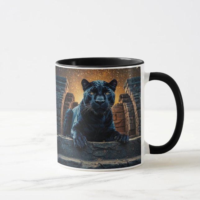 Schwarzer Panther und thailändischer Tempel Tasse (Rechts)
