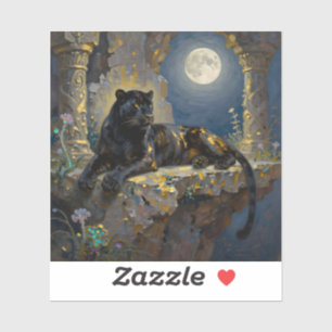 Schwarzer Panther unter dem Vollmond Aufkleber