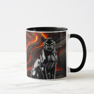 Schwarzer Panther vor Lava-Feld Tasse