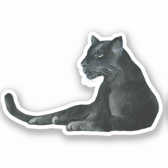Schwarzer Panther Wasserfarbenaufkleber Aufkleber (Vorderseite)