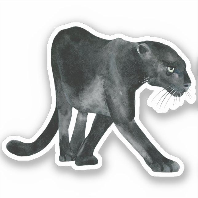 Schwarzer Panther Wasserfarbenaufkleber Aufkleber (Vorderseite)