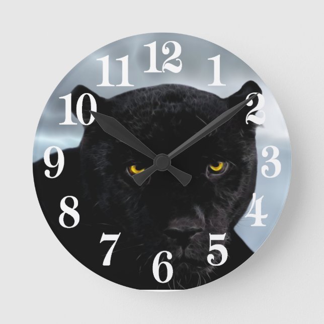 Schwarzer PantherPanthera Runde Wanduhr (Vorderseite)