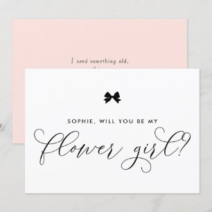 Schwarzer Pariser Bow wirst du mein Blumenmädchen  Einladung