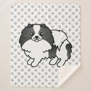 Schwarzer Parti-Color-Spitz-Cartoon Hund & Paws Sherpadecke