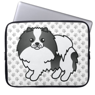 Schwarzer Parti-Color-Spitz Niedlicher Hund und Pf Laptopschutzhülle