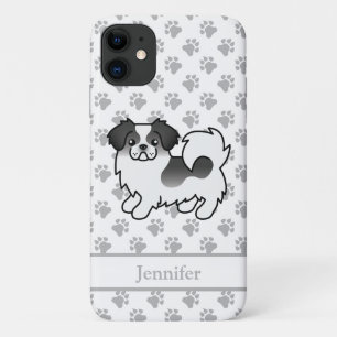 Schwarzer Parti-Color Tibet-Spaniel Hund & Name Case-Mate iPhone Hülle
