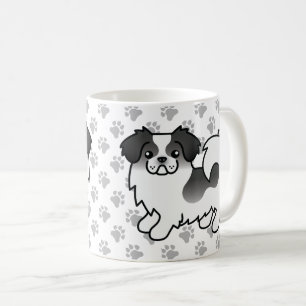 Schwarzer Parti-Color Tibet-Spaniel Süßer Cartoon- Kaffeetasse