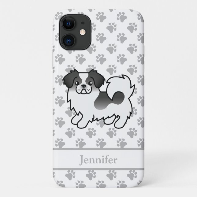 Schwarzer Parti-Farbe Tibetischer Spaniel Hund & N Case-Mate iPhone Hülle (Rückseite)