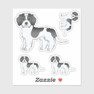 Schwarzer Parti-Farben-Mini-Goldendoodle-Cartoon-H Aufkleber