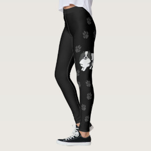 Schwarzer Parti-Farben Pomeranian Cartoon-Hund mit Leggings
