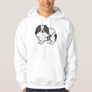 Schwarzer Parti-Farben Pomeranian Süßer Cartoon-Hu Hoodie