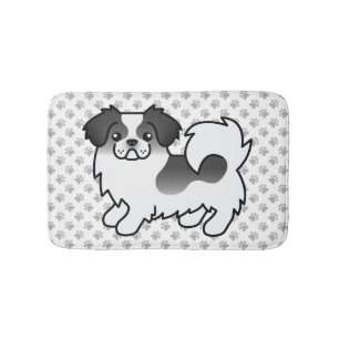 Schwarzer Parti-Farben Tibetan Spaniel Süßer Hund Badematte
