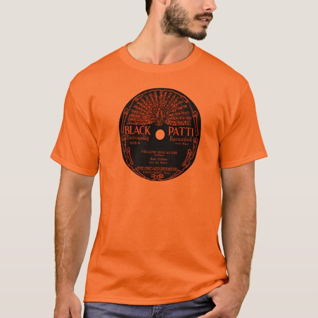 Schwarzer Patti Blues-Aufzeichnungsaufkleber T-Shirt (Vorderseite)
