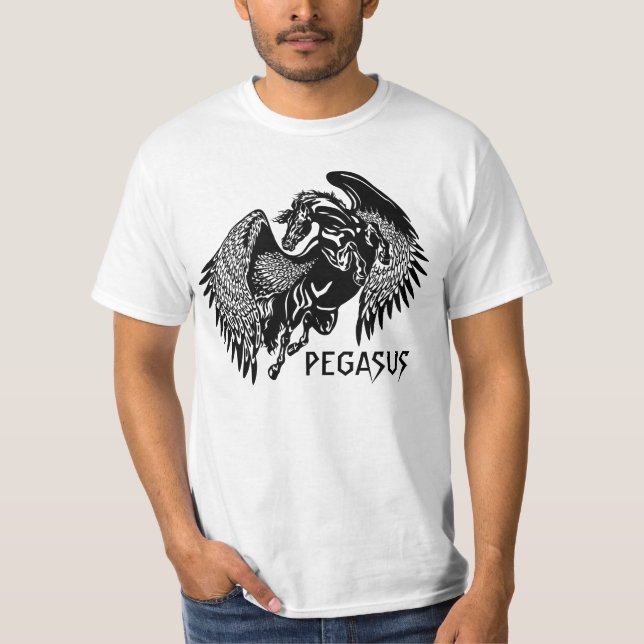 schwarzer Pegasus T-Shirt (Vorderseite)