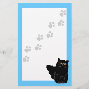 Schwarzer Persischer Katzenorange Augen Pawprint S Briefpapier