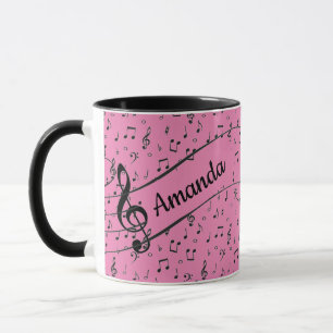 Schwarzer personalisierter Kaffeebecher mit Musikm Tasse