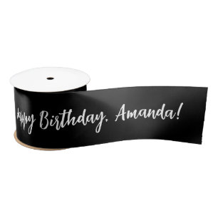 Schwarzer personalisierter Name Alles Gute zum Geb Satinband
