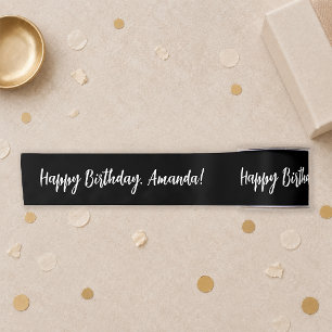 Schwarzer personalisierter Name Alles Gute zum Geb Satinband