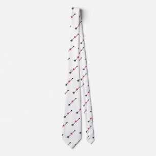 Schwarzer Pfeil mit Fuchsia Herz Neck Tie Krawatte