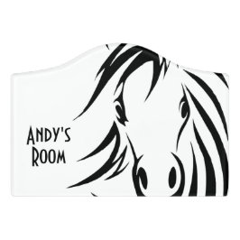 Schwarzer Pferdekopf Türschild