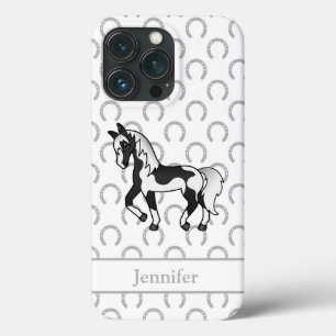 Schwarzer Pinto Trotting Horse Cartoon Illustratio Case-Mate iPhone Hülle