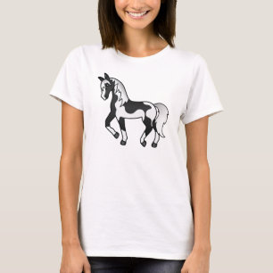 Schwarzer Pinto Trotting Horse Cartoon Illustratio T-Shirt
