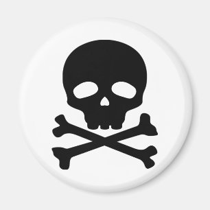 Schwarzer Piratenschädel auf weißem Hintergrund Magnet