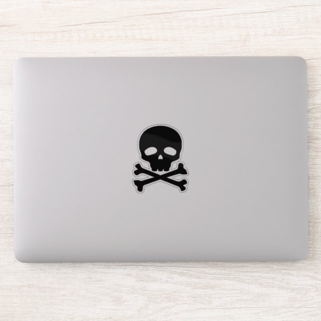 Schwarzer Piratenschädel im weißen Hintergrund Aufkleber (Computer)