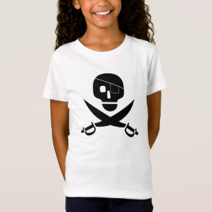 Schwarzer Piratenschädel mit Augenpflaster und Kre T-Shirt