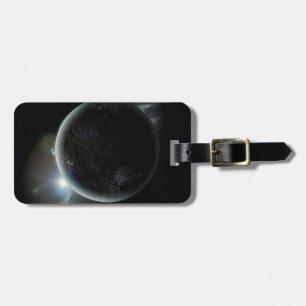 Schwarzer Planet 3D-Abbildung im Universum Gepäckanhänger