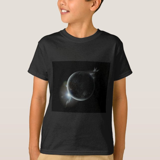 Schwarzer Planet 3D-Abbildung im Universum T-Shirt (Vorderseite)