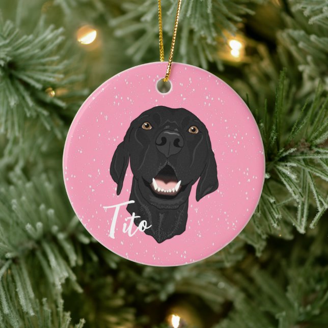 Schwarzer Pointer Puppy Keramik Ornament (Baum)
