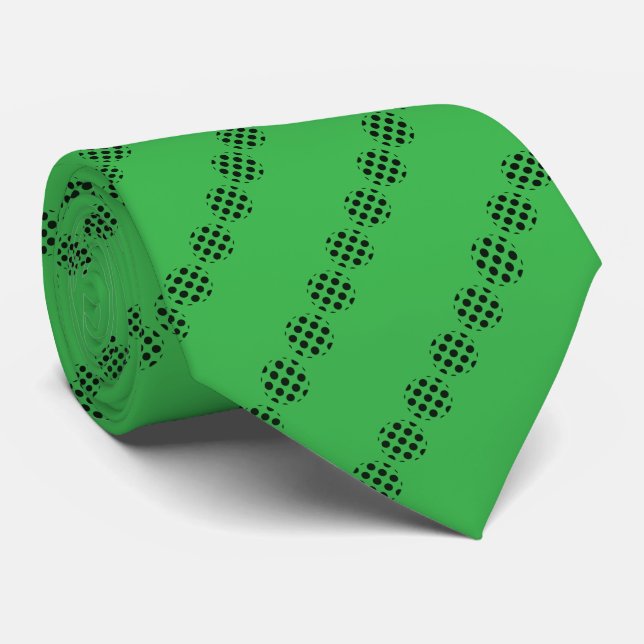 Schwarzer Polka-Dot-Kreislauf-Muster in grüner Far Krawatte (Gerollt)