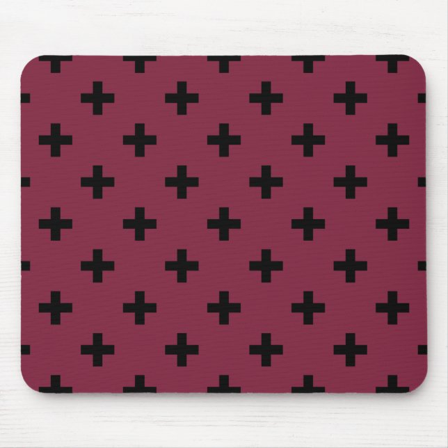 Schwarzer Polka kreuzt auf Maulbeere Mousepad (Vorne)