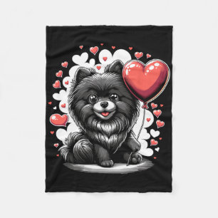 Schwarzer Pomeranian-Hund Valentinstag Hundebesitz Fleecedecke