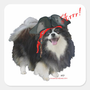 Schwarzer Pomeranian-Pirat - Arrr! Quadratischer Aufkleber