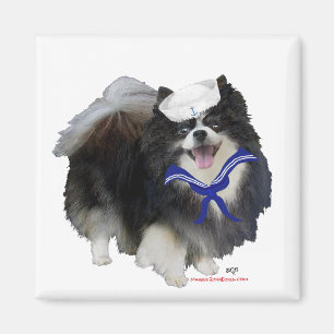 Schwarzer Pomeranian Seemann Magnet