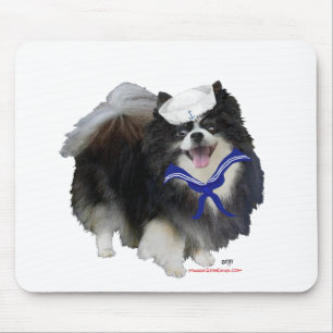 Schwarzer Pomeranian Seemann Mousepad