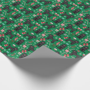 Schwarzer Poodle Weihnachtshund Geschenkpapier
