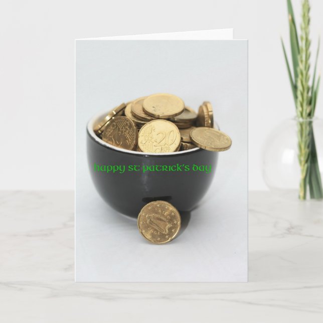 Schwarzer Pot glücklicher Patrizientag Karte (Vorderseite)