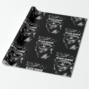 Schwarzer Power Afro Beauty Frauenportrait (AI+Hum Geschenkpapier