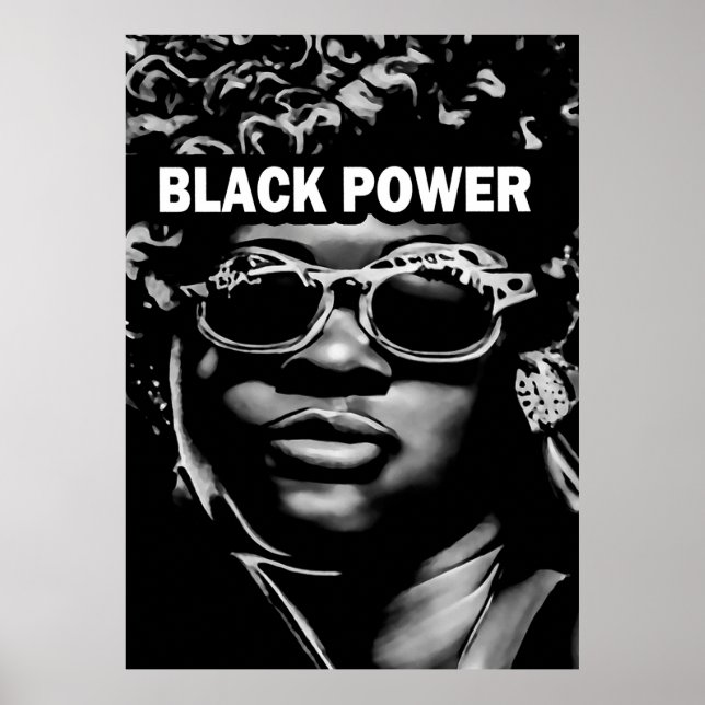 Schwarzer Power Afro Beauty Frauenportrait (AI+Hum Poster (Vorne)