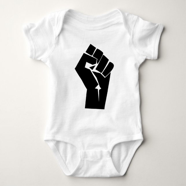 Schwarzer Power Baby Strampler (Vorderseite)