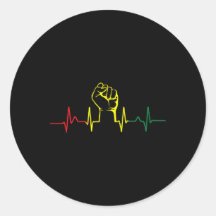 Schwarzer Power Fist Heartbeat Afrikanischer ameri Runder Aufkleber