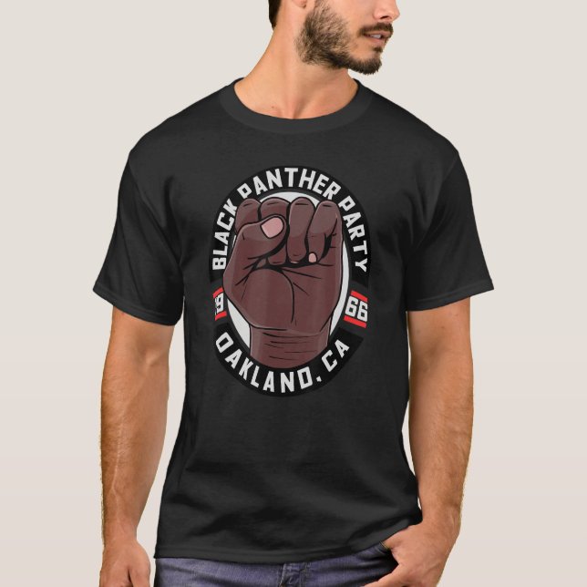 Schwarzer Power Fist Panther Party 1966 Oakland Ka T-Shirt (Vorderseite)