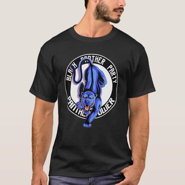 Schwarzer Power Panther Party Retro-Verlauf T-Shirt (Vorderseite)