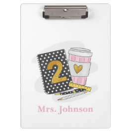 Schwarzer Preppy-Notebook-Kaffee der zweiten Klass Klemmbrett