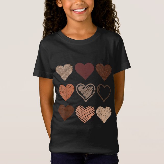 Schwarzer Pride Melanin Skin Tone Herz Schwarze Ge T-Shirt (Vorderseite)