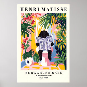 Schwarzer Pudel auf Toiletten-Druck - Matisse-Stil Poster