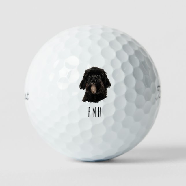 Schwarzer Pudel Golfball (Vorderseite)